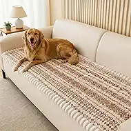 FUANGUI Couch Covers for Dogs Washable, Sofa Cover with Straps for 3 Cushion Couch,Non-Slip Pet Couch Protector for Sectional & Leather Sofa, 1PC (Light Coffee, 27.6" x 82.7")