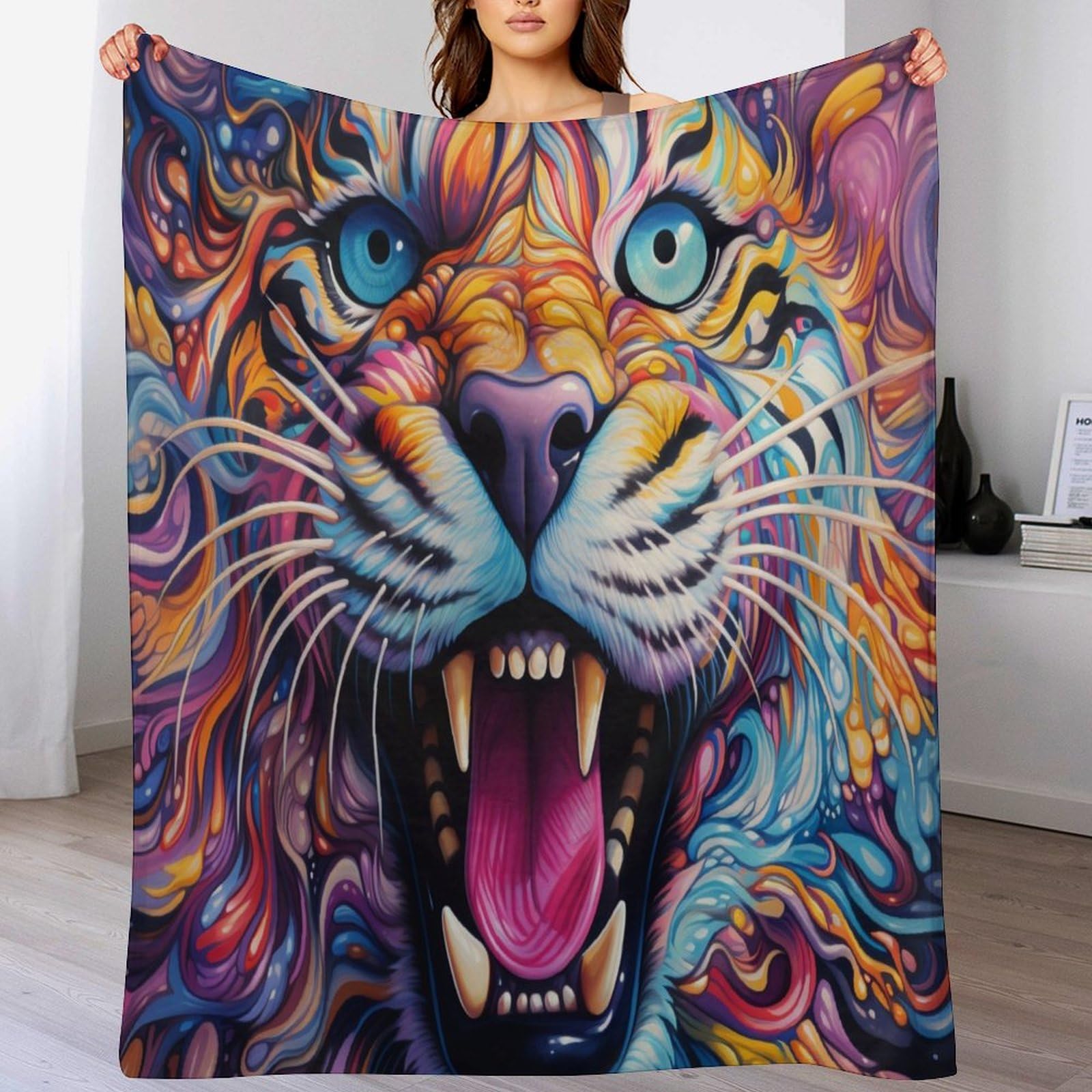 Couverture tigre flannel plaid lit et canapé toutes saisons 150x200