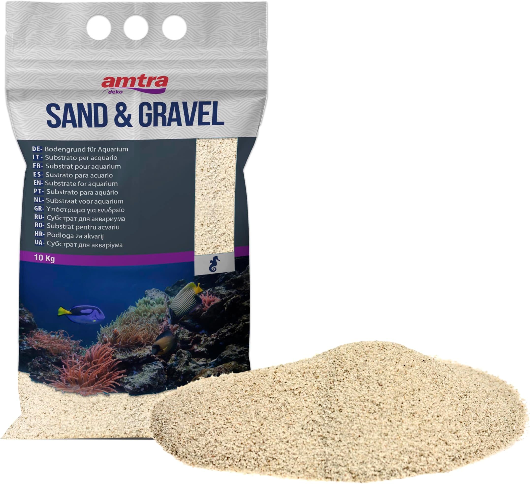 Amtra WHITE QUARTZ, Fine White Quartz Sand for Aquarium, Grain 0.1-0.7 mm, Quantity 10 kg