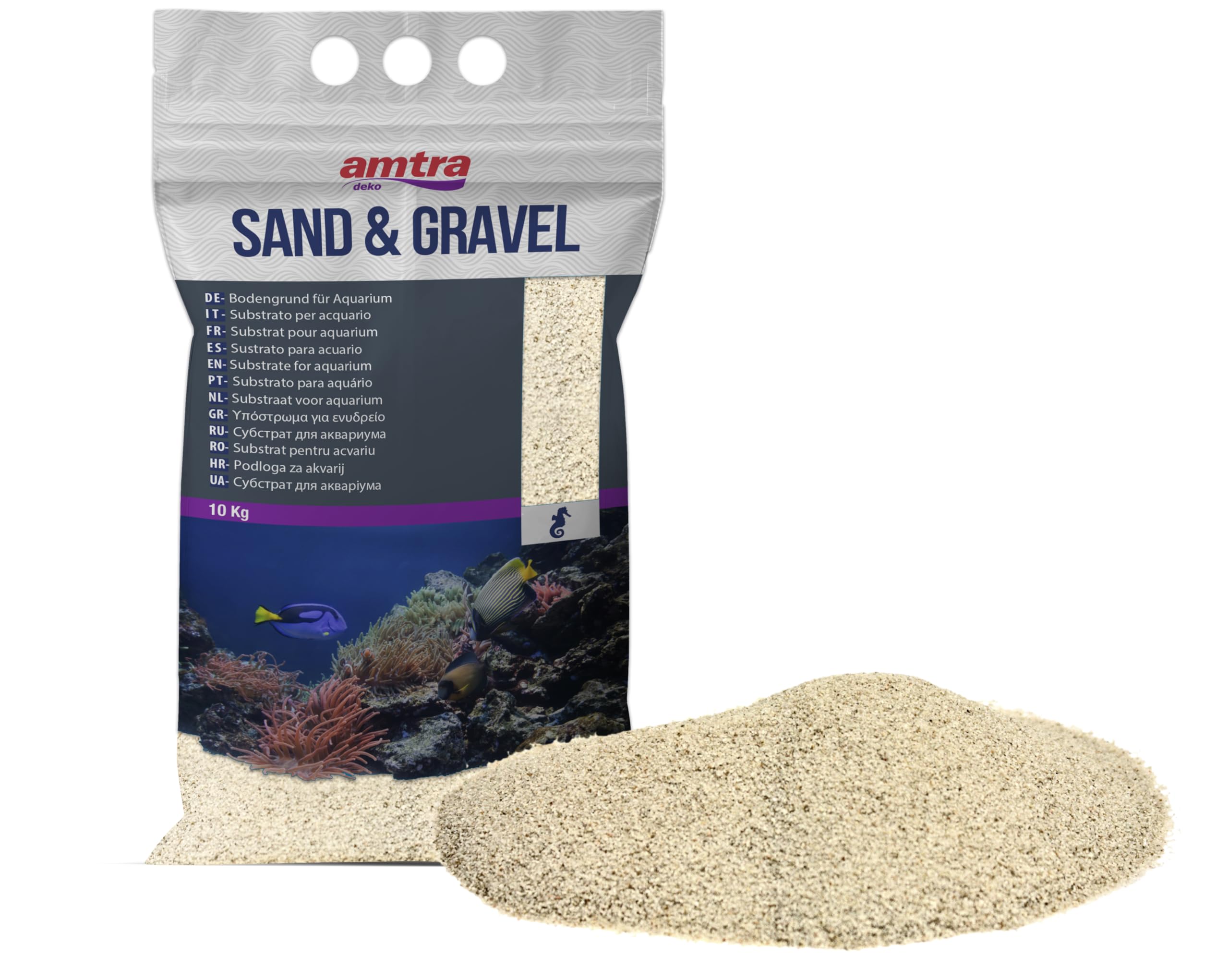 Amtra WHITE QUARTZ, Fine White Quartz Sand for Aquarium, Grain 0.1-0.7 mm, Quantity 10 kg