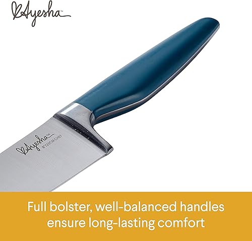 Miniatura 4 de Ayesha Curry Kitchenware Ayesha Curry - Juego de cuchillos de cocina japoneses de 2 piezas, color verde azulado crepúsculo