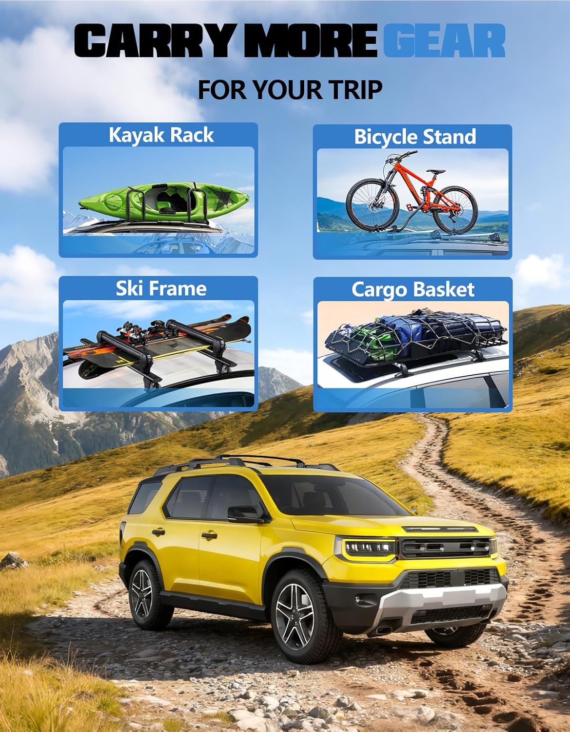 FengYu Roof Rack 220lbs Cross Bars Compatible with Honda Passport 2026 with Raised Side Rails,Heavy Duty All-Metal Aluminum Roof Rails Crossbars Rooftop Cargo Bars Black Luggage Racks Carrier