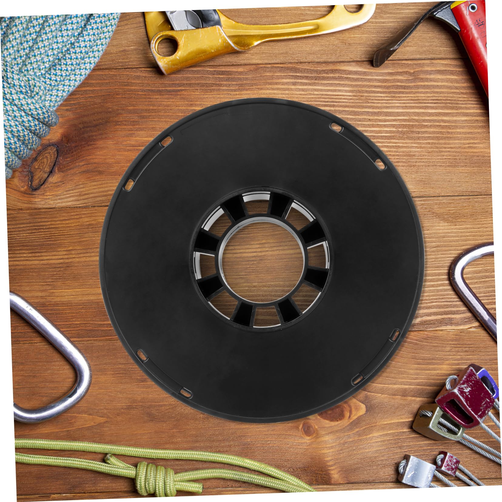 IWOWHERO Cord Storage Reel Lightweight Durable Cable Organizer for Camping Motorhome Black Hollow Design for All Cables Leads Compact and Portable