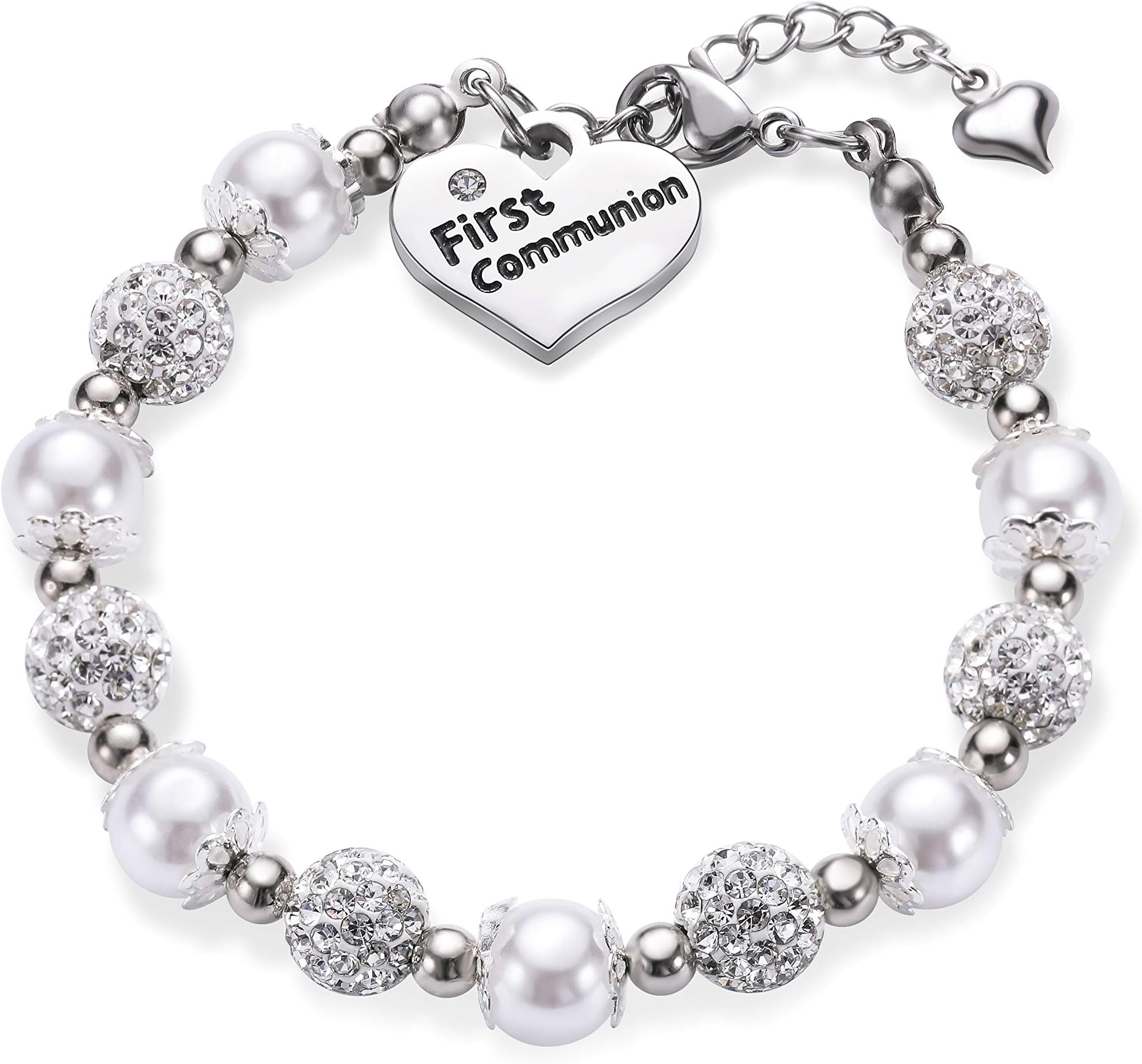 Vinjewelry First Communion Bracelet Girls Charm Baptism Gift Handmade Jewelry Gift for Girls