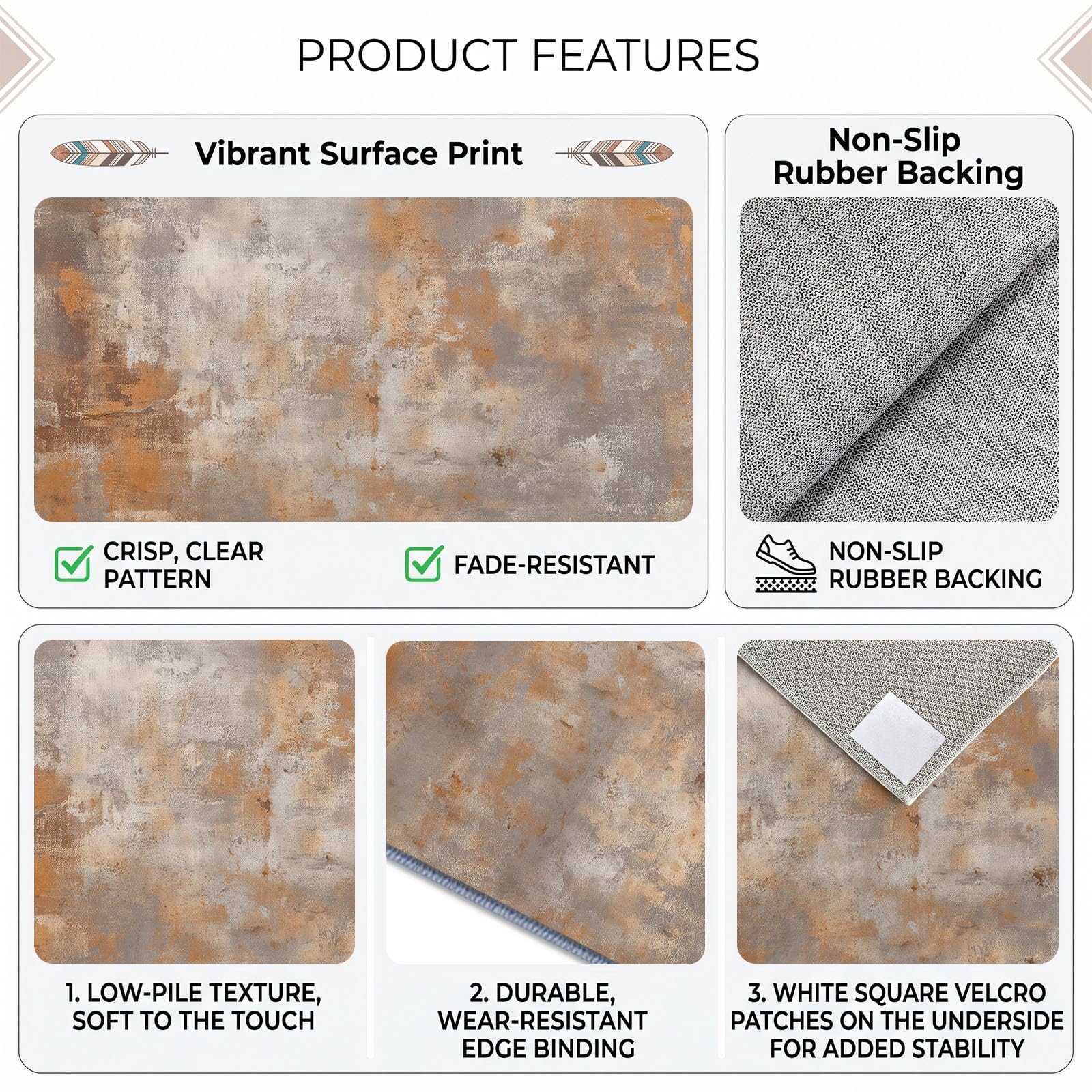 Tappeto per soggiorno, lavabile in lavatrice, astratto testurizzato, a pelo corto, antiscivolo, morbido, pelo rug, ideale per ufficio o cameretta, beige, 160 x 230 cm