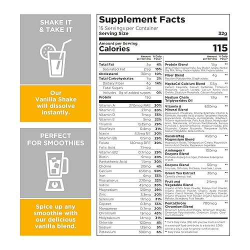 Miniatura 5 de WellnessPro Batido sustitutivo de comida para mujer, 15 porciones, 0.51 onzas de proteína, sabor a vainilla, batido y batido en polvo con vitaminas