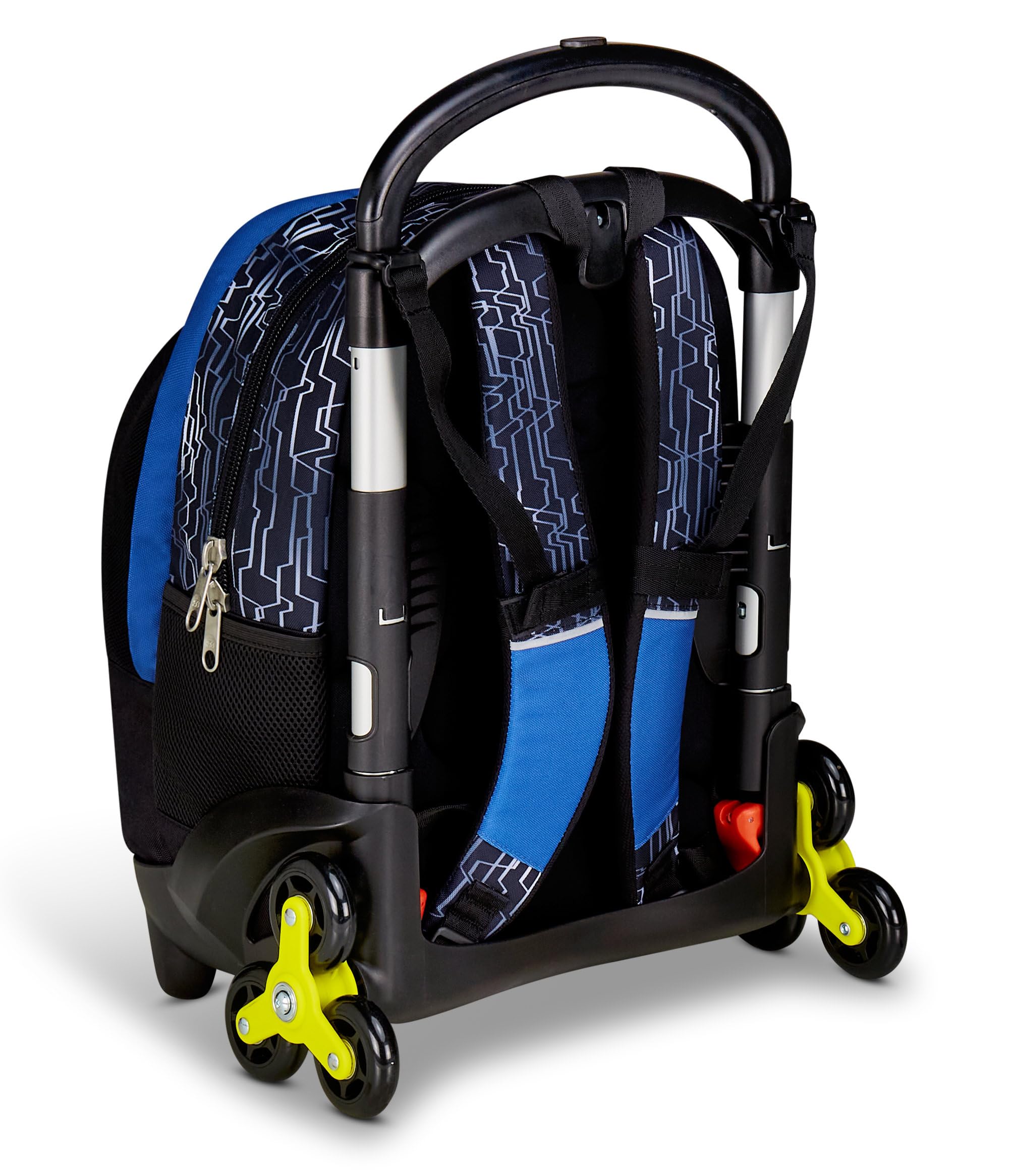 Seven Trolley Scuola Flex 3 Ruote, Blu Giallo, Zaino Con Carrello Sganciabile Da 31 Litri, Con Tasca PC, Tasca Borraccia, Multiuso, Maneggevole e Confortevole, Scuole Medie e Superiori, Ragazzo