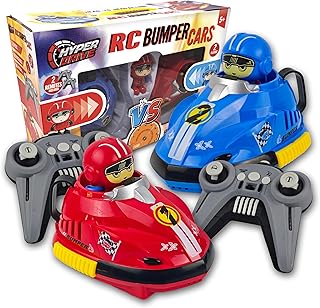 Hyper Drive Remote Control Bumper Car Race Set – 2.4GHz RC Cars with Crash Action, Lights, Sounds & Rechargeable Battery – 2 Player Kids Racing Toy