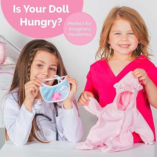 Miniatura 5 de Adora Ropa de muñeca de bebé de 16 pulgadas, accesorios que incluye camisa con temática de cerdo, pantalones a rayas, gorra a juego para muñecas de