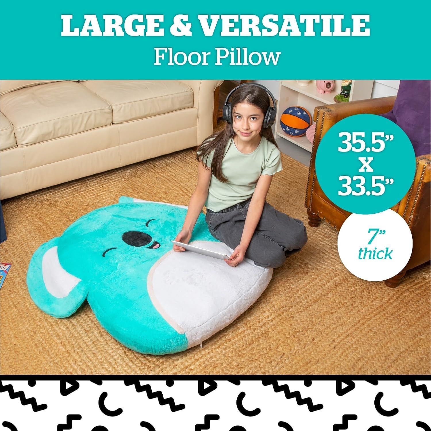 BigMouth x Squishmallows Original Inflat-A-Pal, Inflatable Floor Pillow, Jumbo Animal Cushion Lounger for Kids