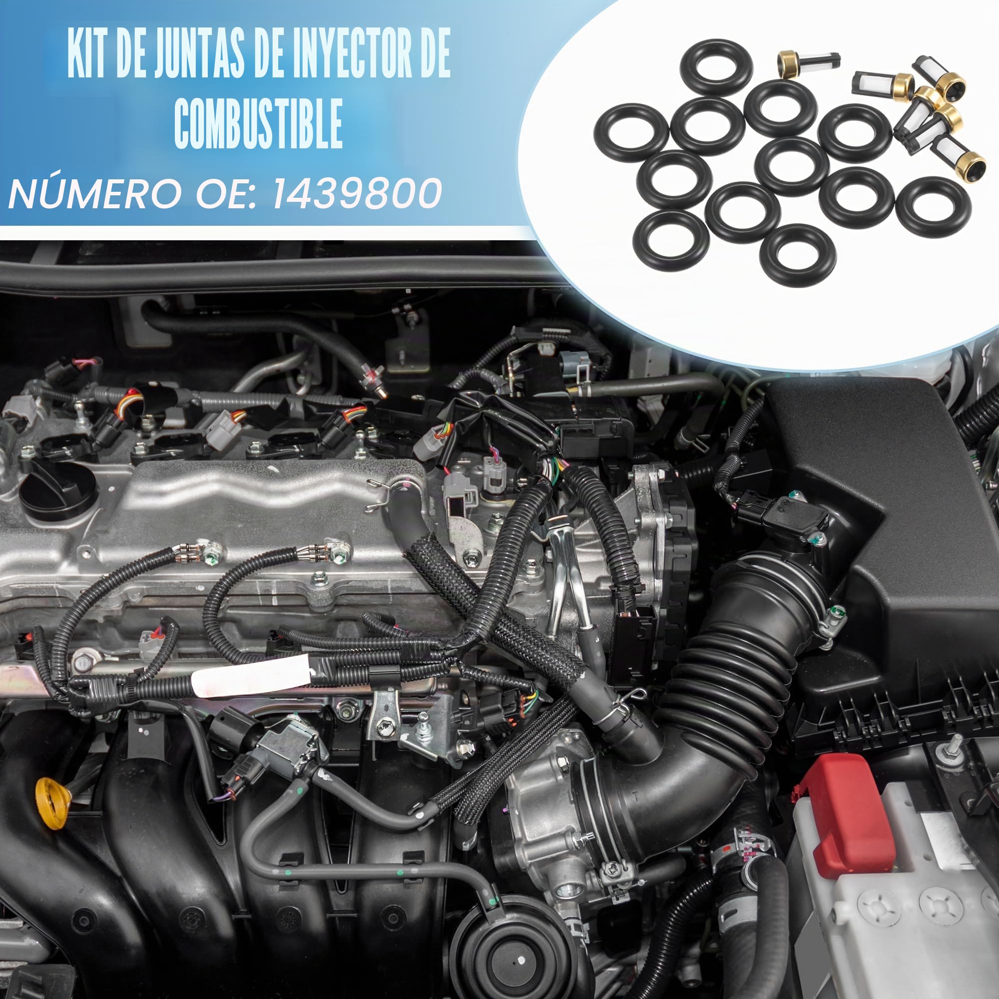 A ABSOPRO Juntas Tóricas de Sellado de Inyectores de Combustible No.1439800 para BMW X5 de Goma (Juego de 6)