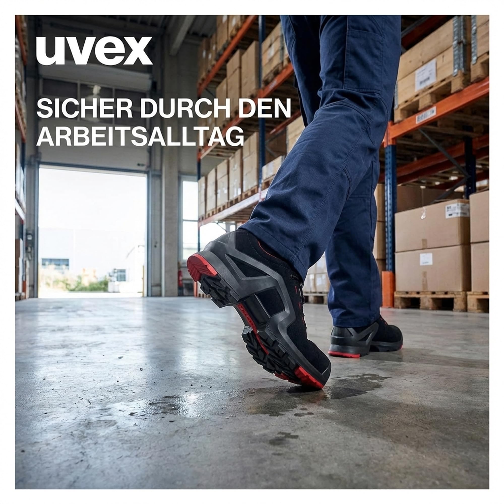 Uvex 1 X-Tended Support Arbeitsschuhe - S3-Sicherheitsschuhe für Damen & Herren - Rot-Schwarz