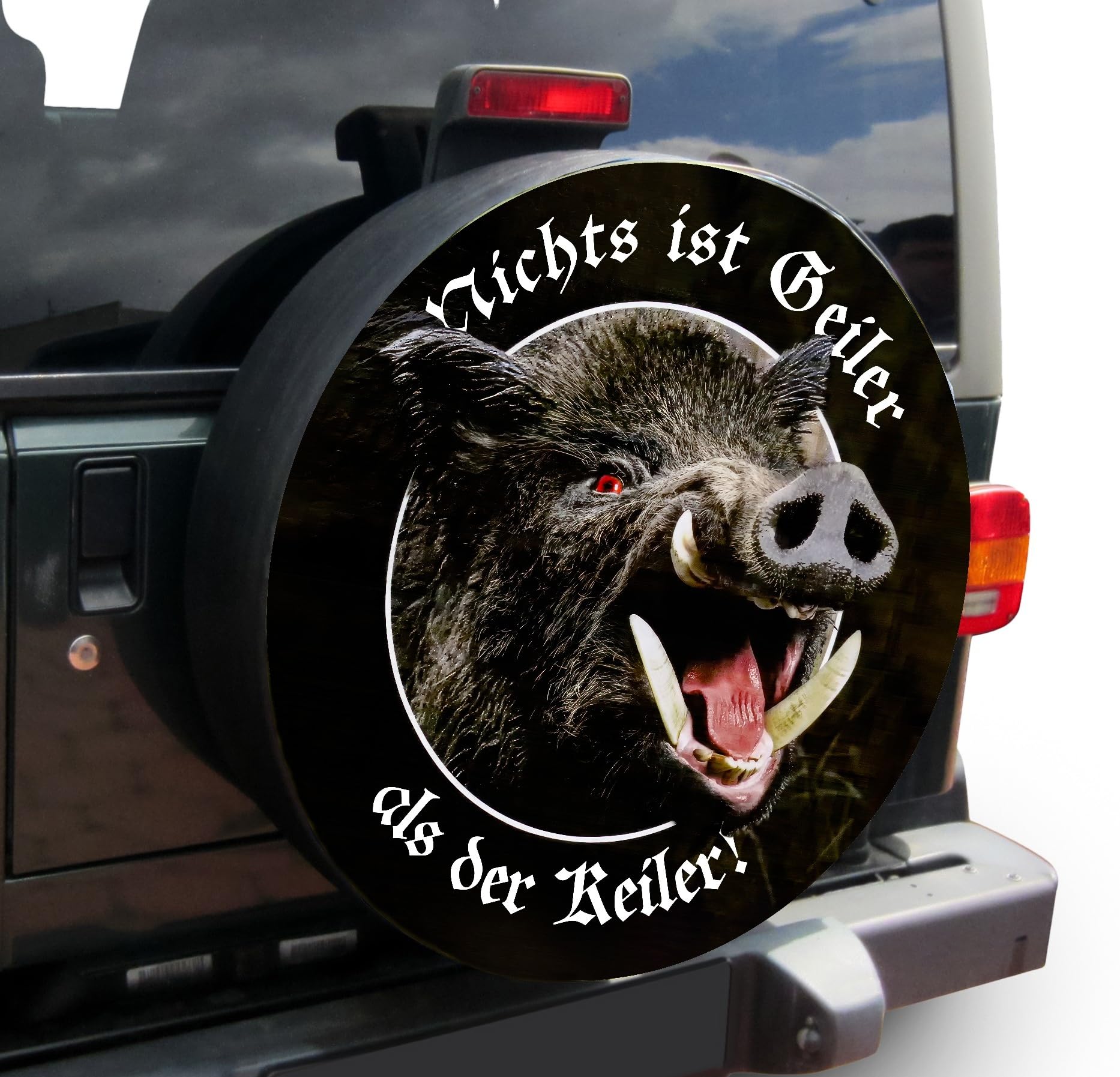 AB3-00770 Keiler Wildsau Sau Reserveradabdeckung 68x21 cm Jagd Reserveradhülle Ersatzradabdeckung Reifencover Radhülle 68cm, Breite 21cm