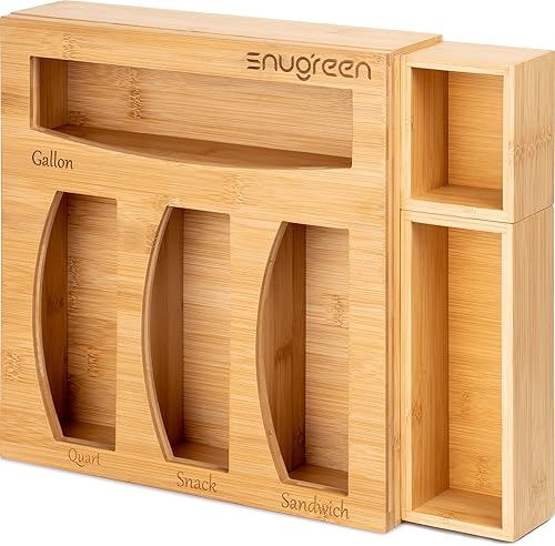 Snugreen Ziplock Bag Organizer, Food Storage Bag Organizer, Plastic Bag Organizer for Drawer, Baggie Dispenser Compatible with Ziploc, Solimo, Glad,