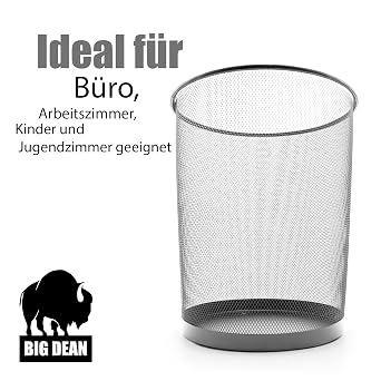 BigDean Waste Paper Bin Silver 20L Wire Versatile Bin
