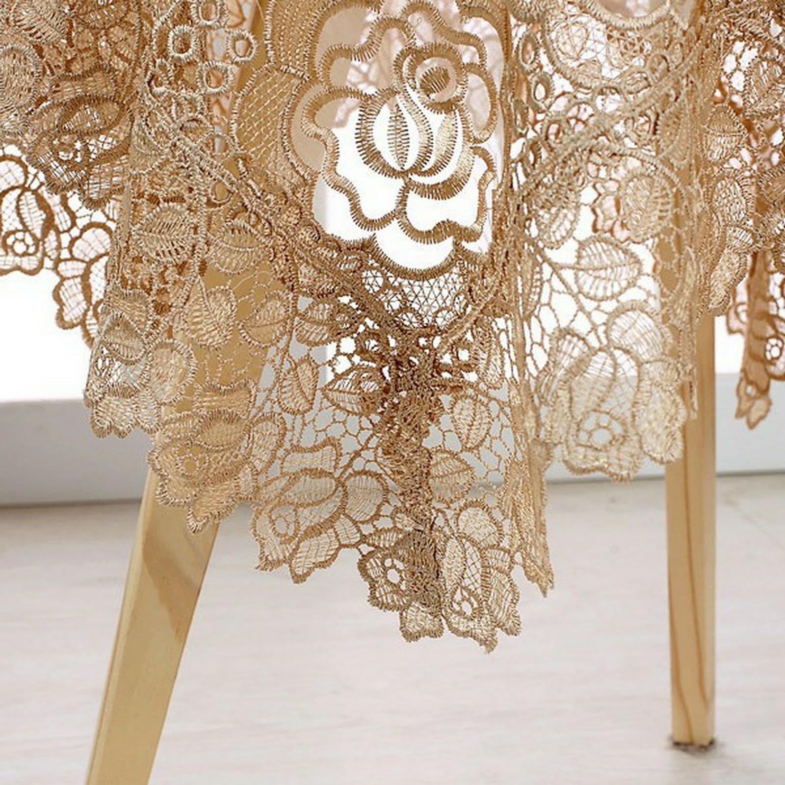 tovaglia in Pizzo Vintage Chic Ricamata per Tavoli da Pranzo Lunghi Banchetti Nuziali-marrone-150 * 270 Cm