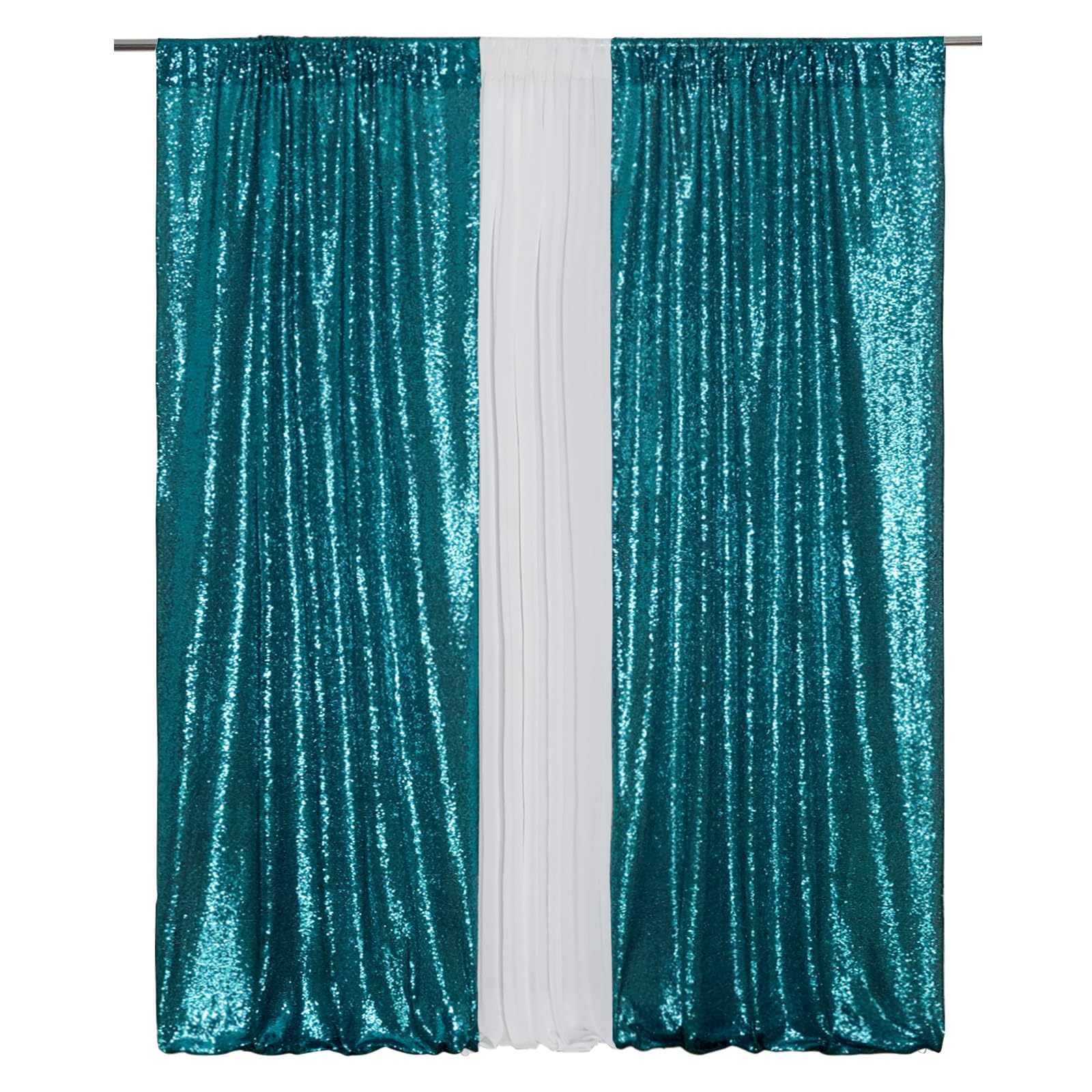 2Pieces Sequin Backdrop 2ftx8ft(60x243cm) Shiny Seamless Photo Booth Curtain for Party Wedding Decoration Photo Background, Iridescent — view 33