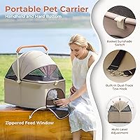 Vista 6 de 3 in 1 Pet Stroller with Removable Carrier, Foldable Pet Carrier for Small/Medium Dogs and Cats Up to 55 Lbs, 4 Wheels, Car Seat, One Click Folding