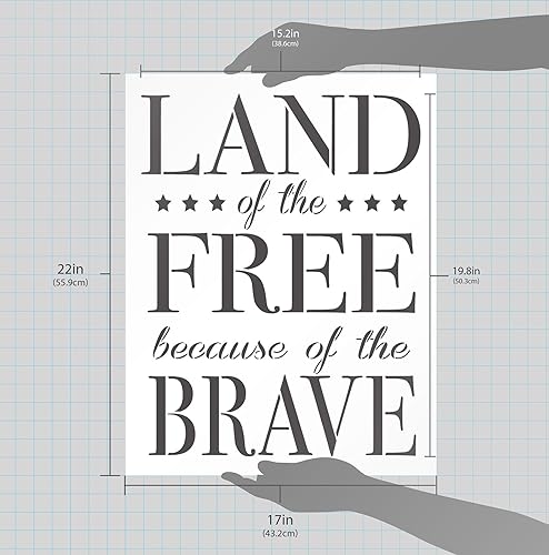 Miniatura 5 de StudioR12 - Plantilla de Mylar reutilizable con texto en inglés Land of the Free Because of The Brave para pintar letreros de madera, arte de pared,