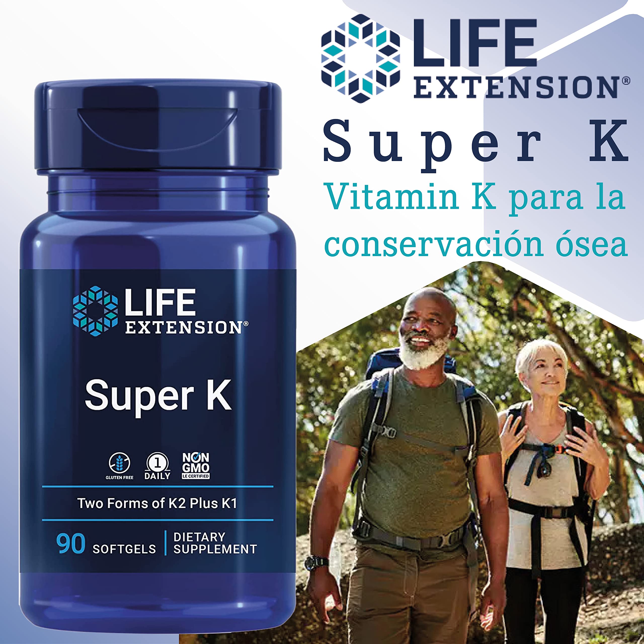 Life Extension, Super K, con MK-7, Depot, Alta Dosis, 90 Cápsulas blandas, Probadas en Laboratorio, Sin Gluten, Sin Soja, No GMO
