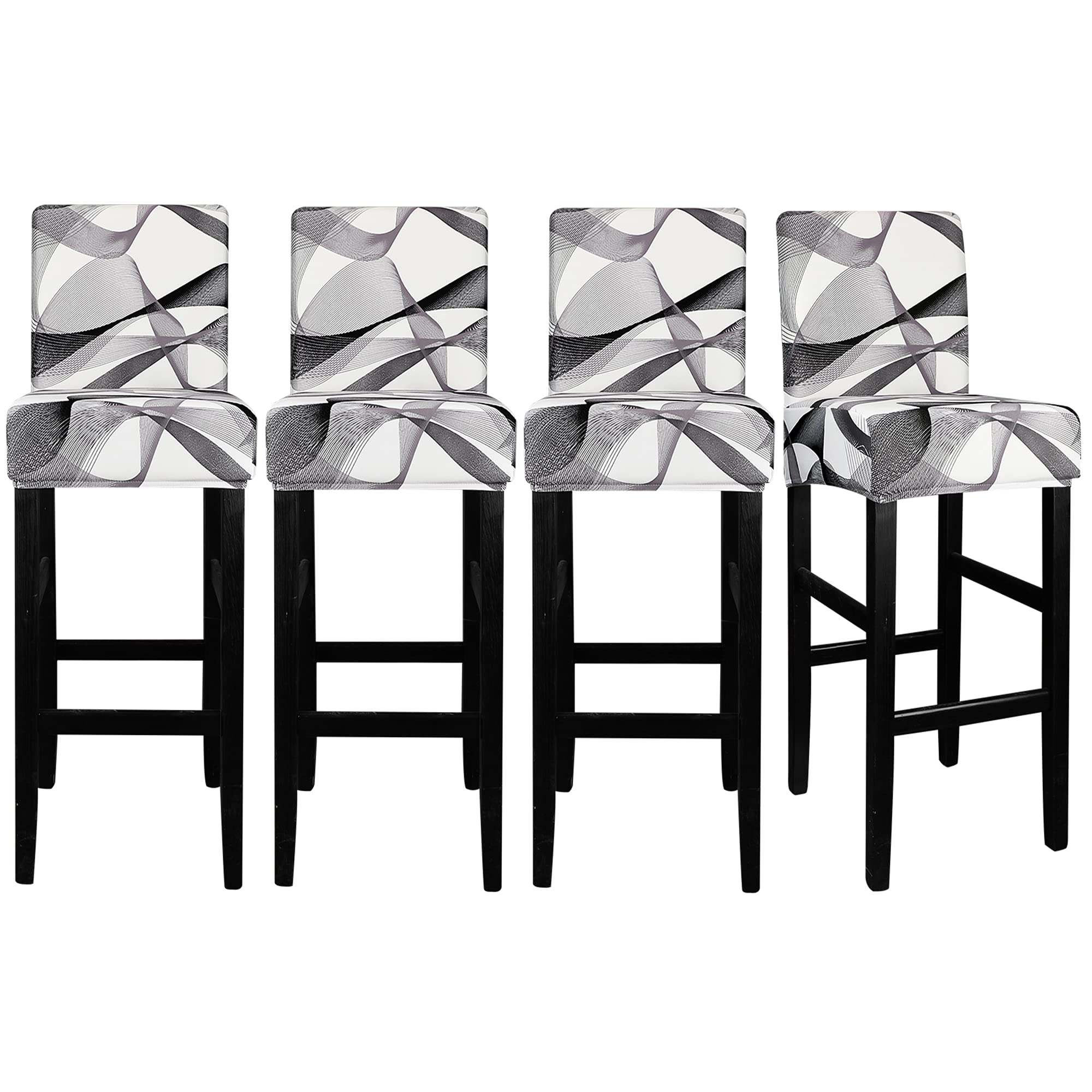 Lellen Jacquard Bar Chair Stool Cover - 4 Pack Stretch Chair Slipcover Pattern for Short Swivel Dining Chair-Counter Height Side Chairs(839K)
