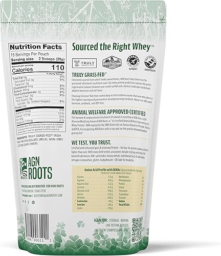 Miniatura 2 de A Greener World - Aislamiento en polvo de proteína de suero alimentado con hierba, sin sabor, sin azúcar, certificado toda la vida en pastos por A