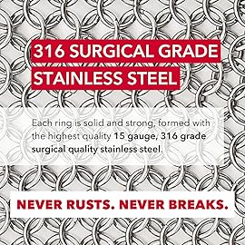Knapp Made CM Scrubber 6 Small Ring Cast Iron Scrubber - Cast Iron Cleaner for Hard Anodized Cookware, Pre-Seasoned Pans, Dutch Ovens, Iron Pans, Grills and Skillet. Chain Mail Scrubber Cast Iron