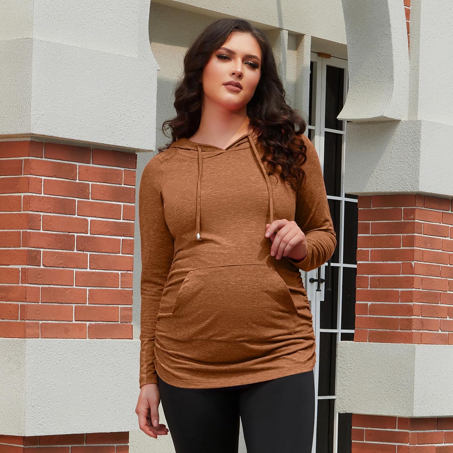 GINKANA Maternity Hoodie Long Sleeves Shirts Casual Maternity Top Pregnancy Sweatshirt Casual Clothes - Image 3