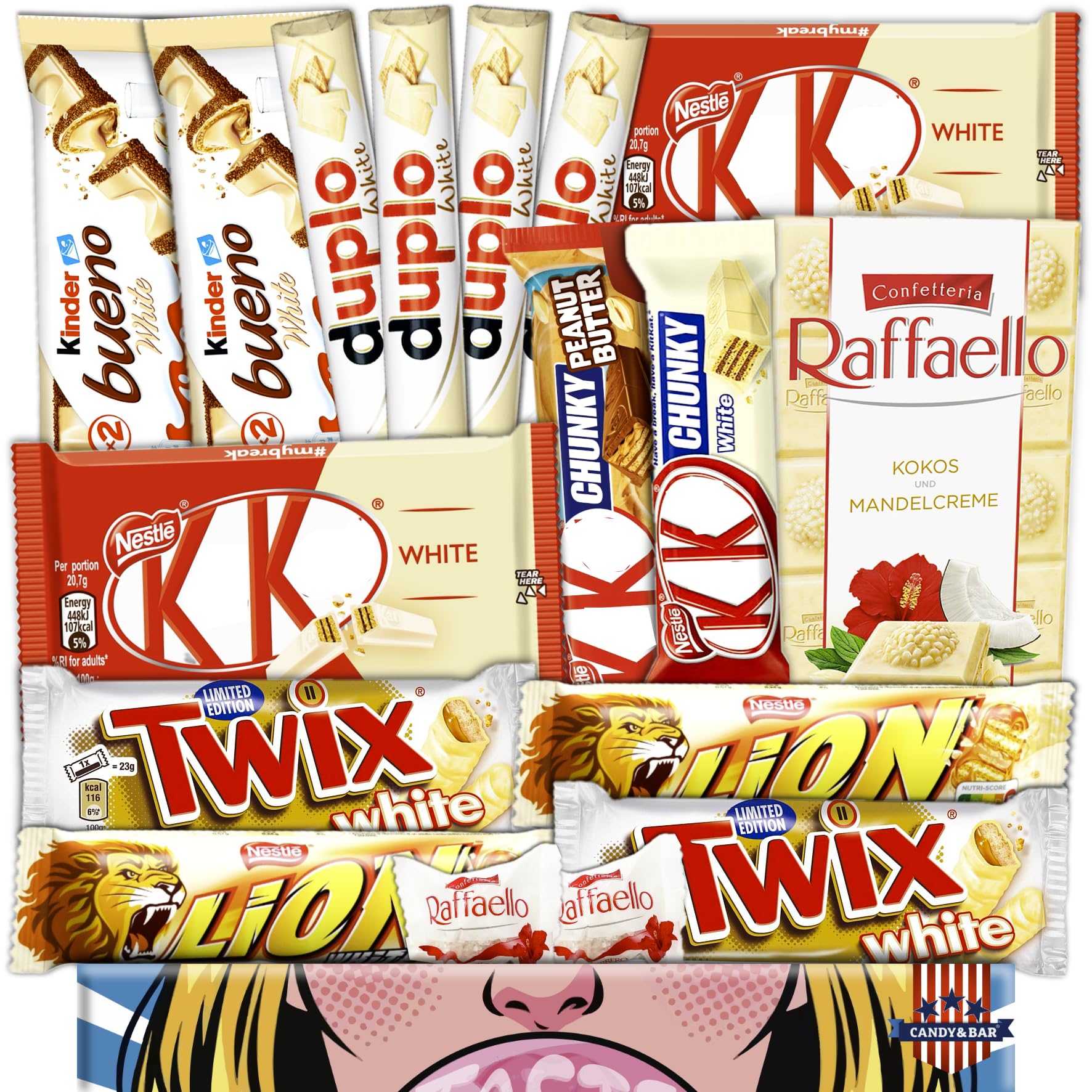 Weiße Schokolade Mix Box | Süßigkeiten mit weißer Schokolade | Weiße Schoko Auswahl Geschenkbox | Für Fans & Genießer | Candy & Bar®