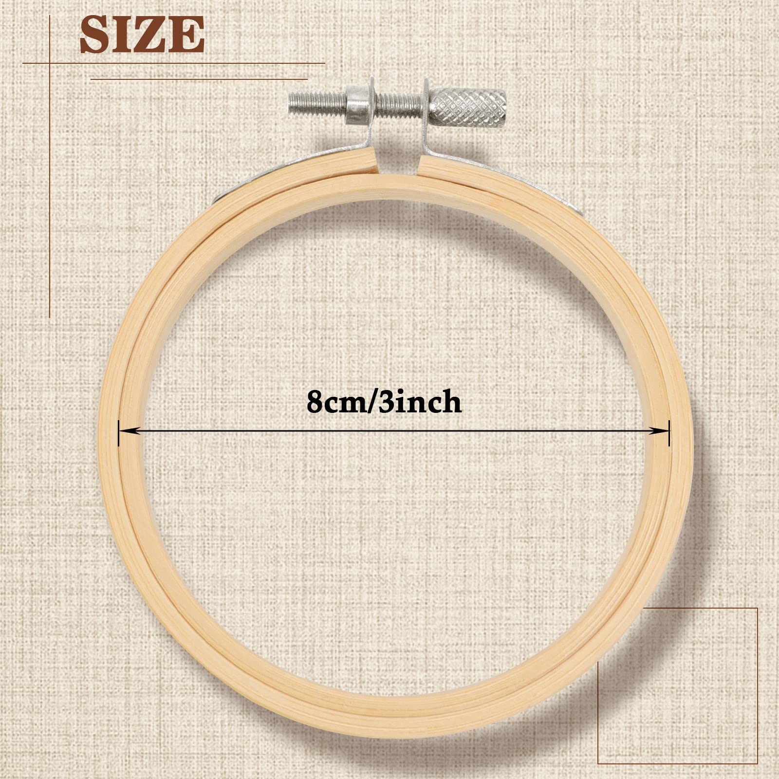 16 Pezzi Cerchi da Ricamo in Legno, 8 cm Telaio da Ricamo Bambù Piccoli Telaio Ricamo Rotondo Anello a Cerchio a Punto Croce Croce Ricamo Hoops Cerchio per Ricamo per Cucito a Mano e Fai da Te Craft
