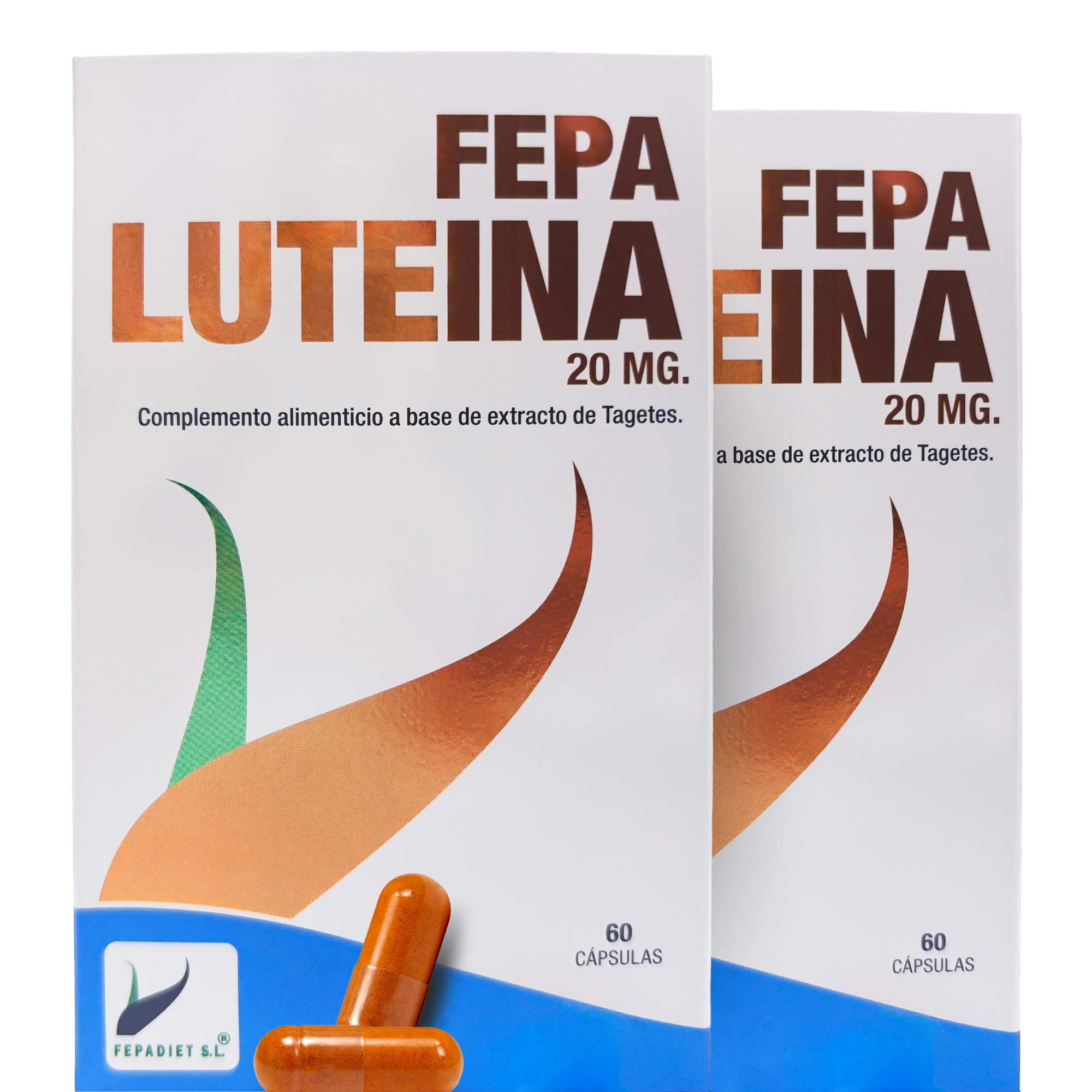 FEPA Luteína 60 Cápsulas con Extracto de Luteína 20 mg Pack de 2 – Complemento Alimenticio Antioxidante para el Bienestar Ocular y General – Fepadiet