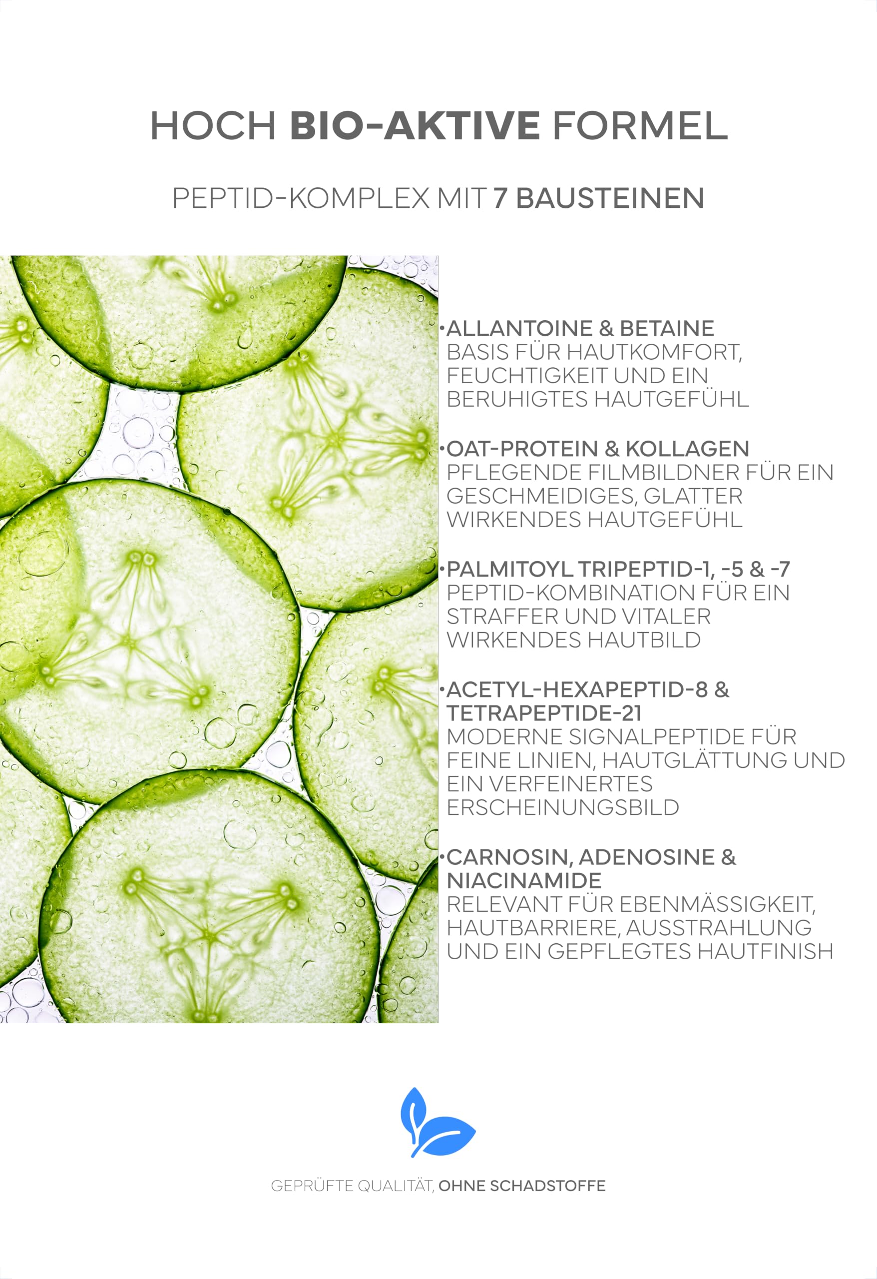 Peptide Serum Gesicht: Kollagen Serum + Hyaluron (Hyaluronic Acid), Niacinamid & 7 Peptiden (+Kollagen Typ 1 2 3; ohne GHK-Cu); Bei Falten & feinen Linien; Korean Skincare +5% hochdosierte Aminosäuren