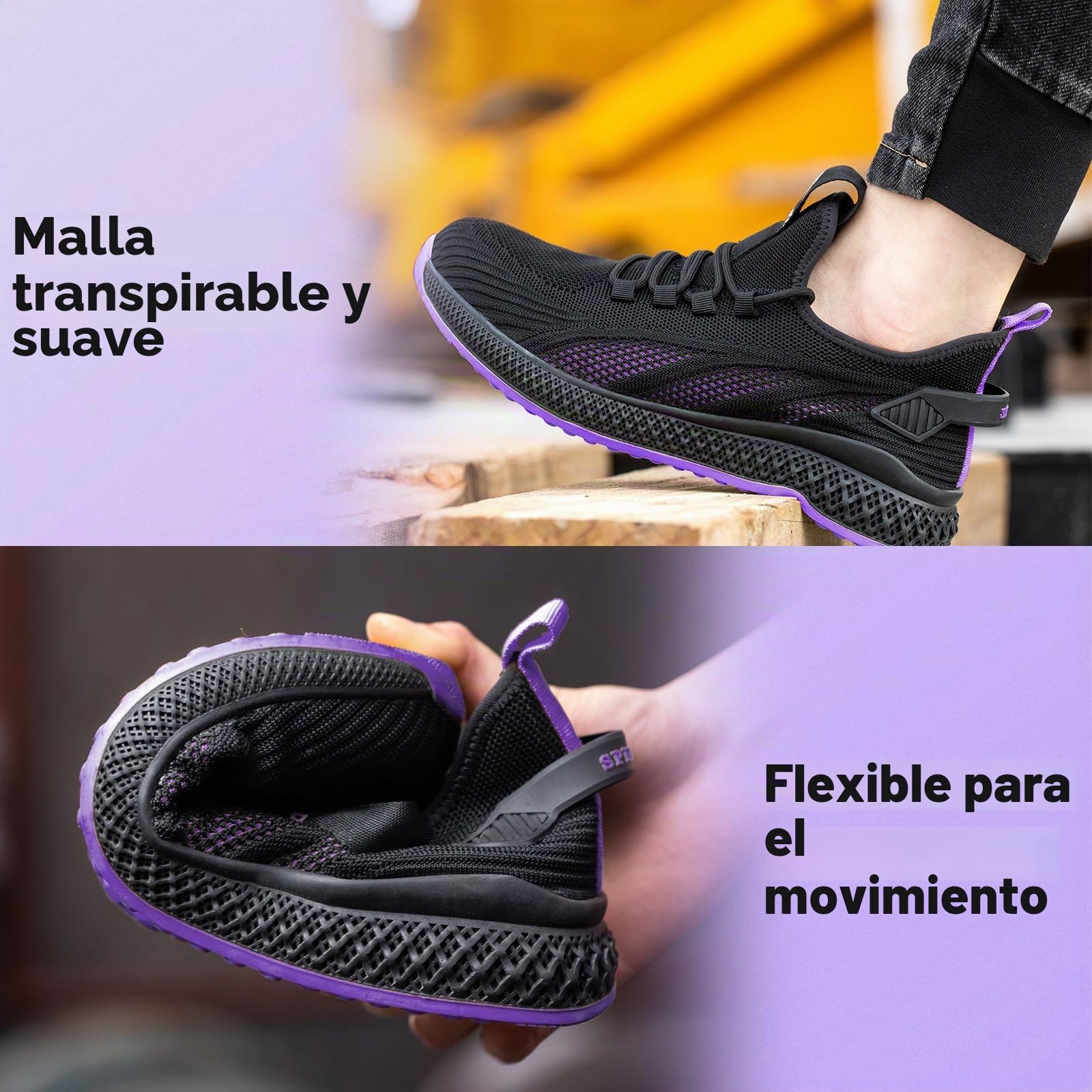 SPIEZ Antiaplastamiento Zapatos de Seguridad Mujer Ligeros, Cómodos Zapatos de Trabajo Transpirables Zapatillas de Seguridad para el Trabajo y el Uso Diario