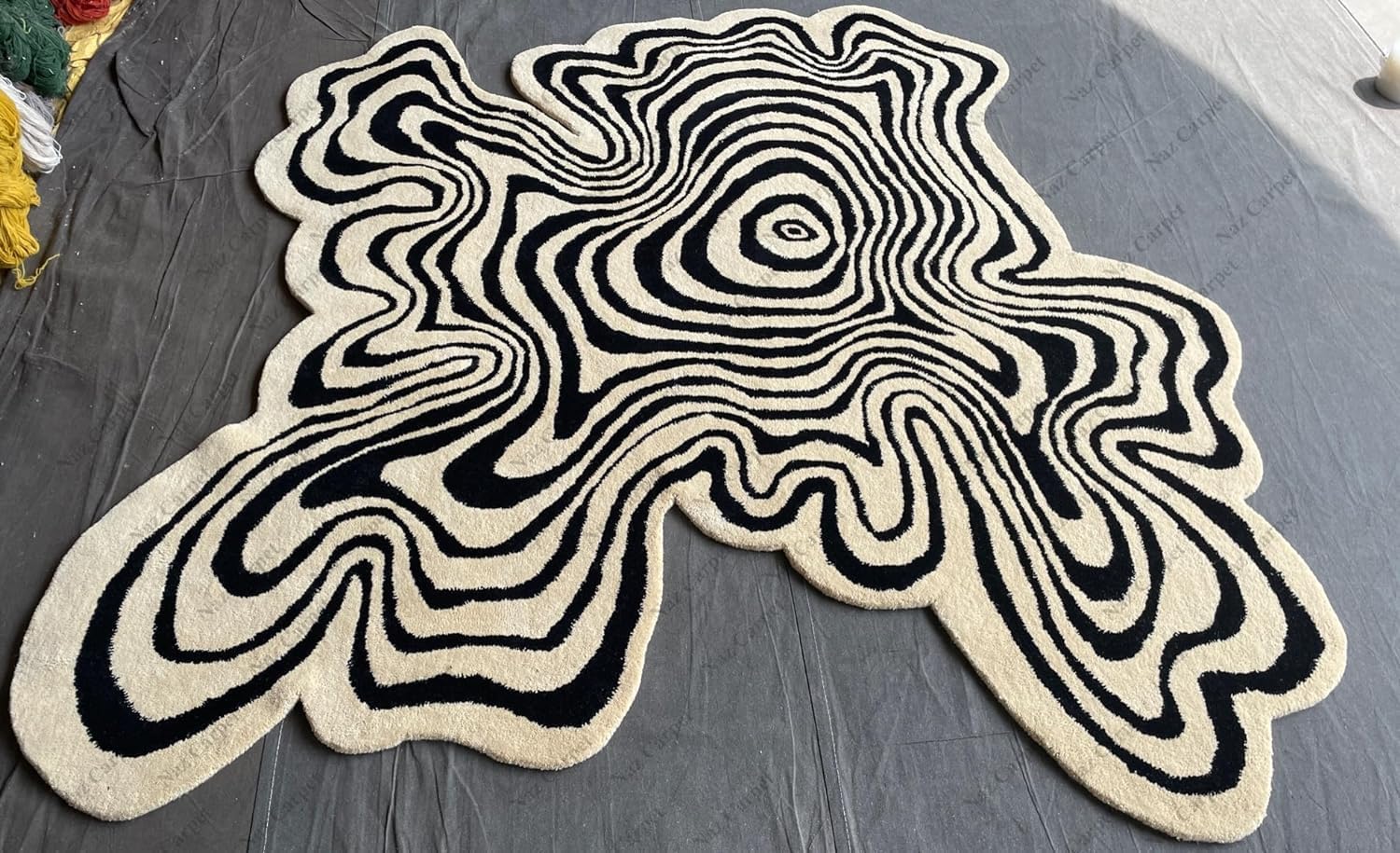 Naz Carpet Irregular Shaped Throw Rug Illusion Pattern Hand-Tufted 100% Wool Handmade Area Rug (Color Multi, 10x10 Feet)