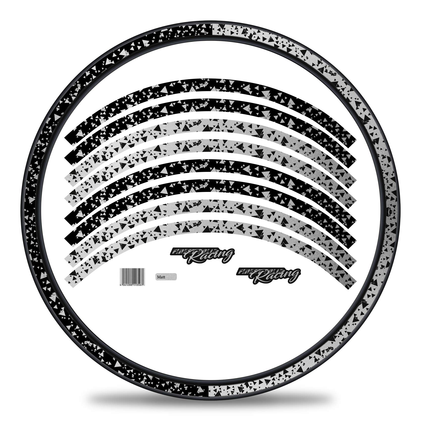 Set of 16 Wheel Rim Stickers for Bicycle Rims in 2 Face Design Complete Set for 27 Inches 29 Inches for Road Bike Mountain Bike MTB Balance Bike RX031 (Silver Metallic, Matte)