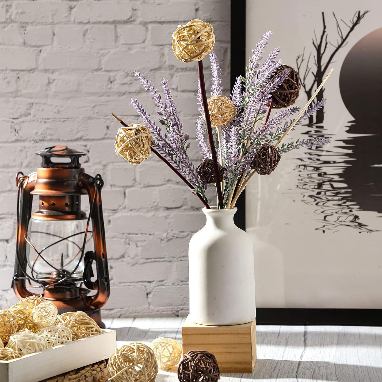 18 Piezas Bolas de Ratán, Bolas Decorativas de Mimbre, Mimbre Ratán Decorativas 3 Tamaños para Decoración de Mesa Fiesta Colgante Aromaterapia Aroma Conejo Pájaro Loro Masticar Juguete