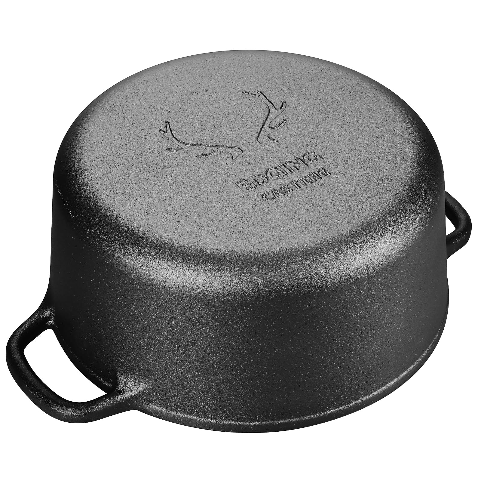 EDGING CASTING Pentola da forno olandese in ghisa pre-stagionata con coperchio a doppio manico, rotonda, 7 litri, nero