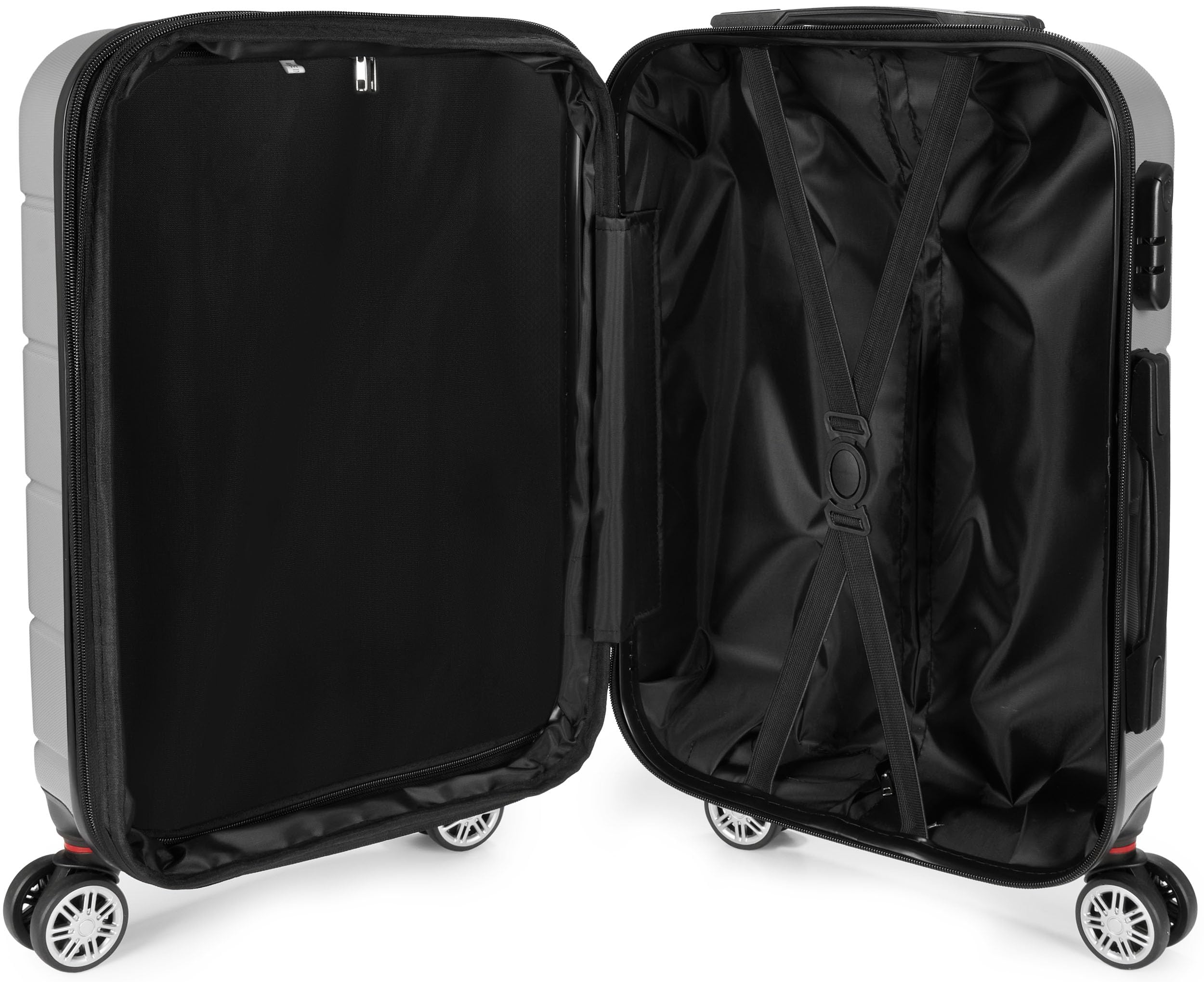 BRUBAKER Equipaje de Mano Maleta Rígida Miami - Maleta de Viaje Expandible con Cerradura de Combinación, 4 Ruedas y Asas Confortables - Maleta Trolley ABS 37 x 56 x 24,5 cm (M - Plateada)