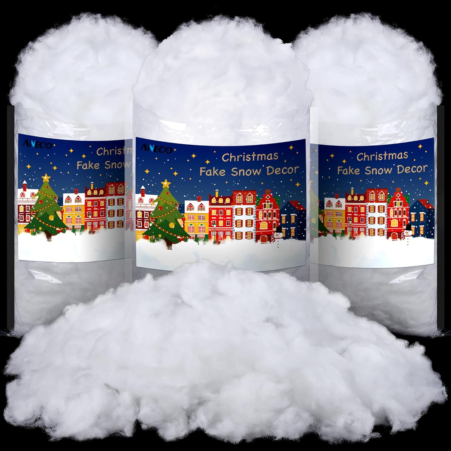ANVAVO 36 Ounces Christmas Fake Snow Decor Indoor Outdoor Soft Fluffy Cotton Snow