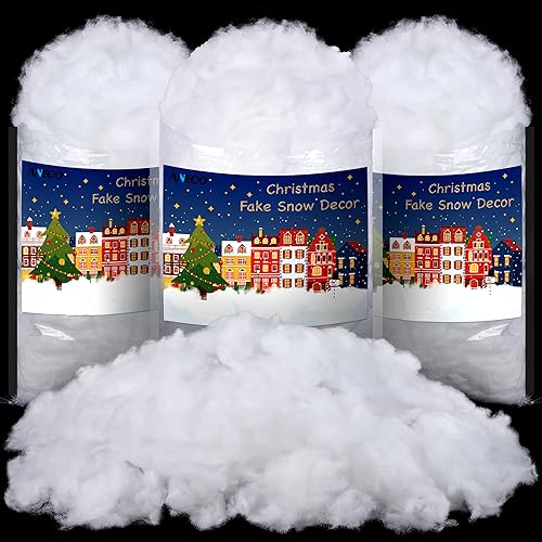 ANVAVO Decoración de nieve falsa de Navidad de 36 onzas, para interiores y exteriores, suave y esponjoso, de algodón, nieve artificial para Navidad,