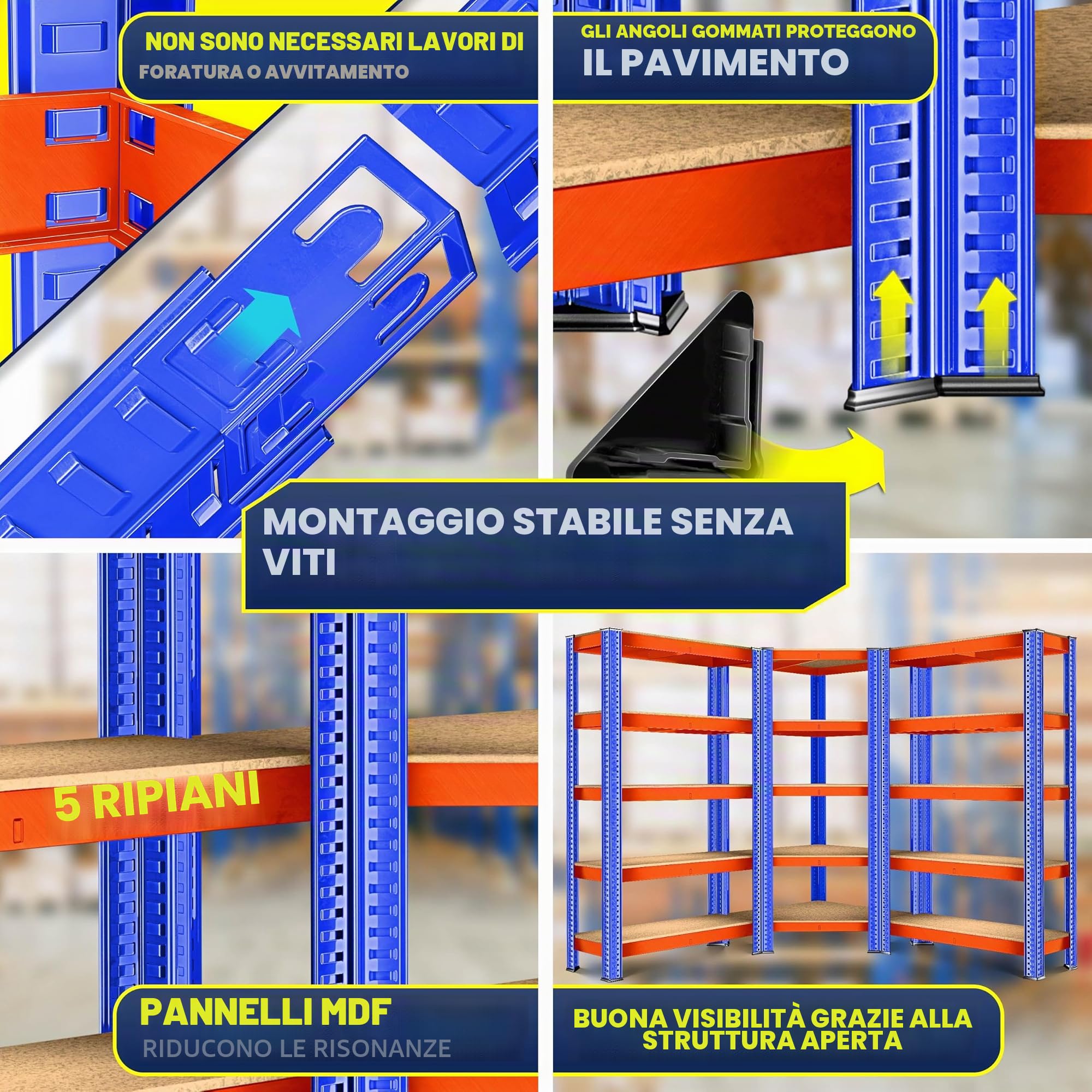 KESSER MASKO® - Set di 3 scaffali in metallo, 1 scaffalatura angolare e 2 scaffali, 15 ripiani, in MDF, 2625 kg, scaffale per officina, cantina, garage, scaffalatura per carichi pesanti (arancione)
