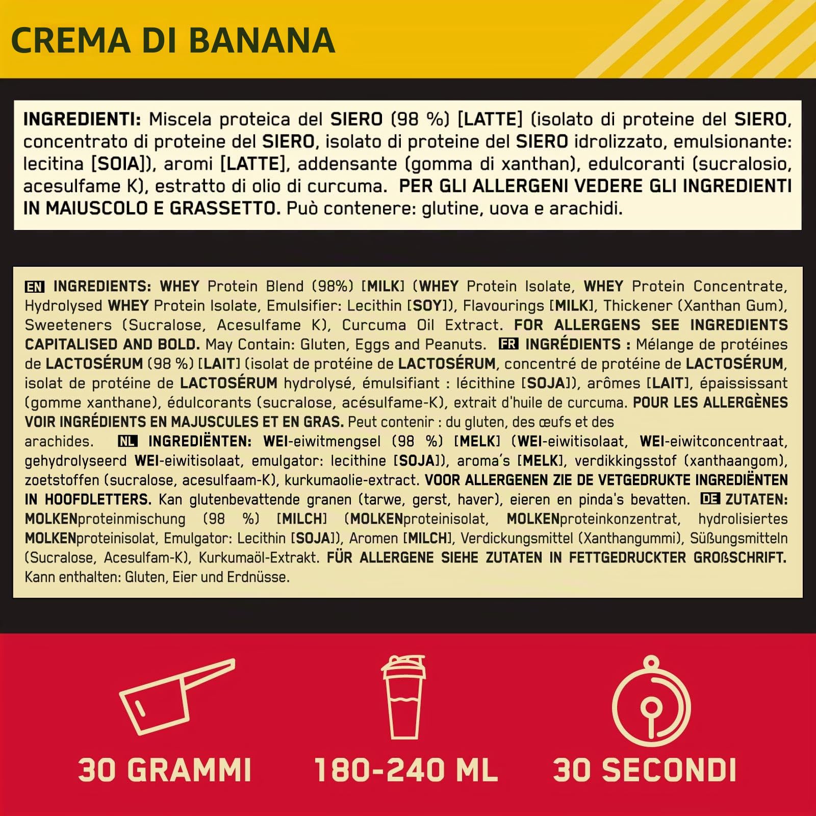 Optimum Nutrition Gold Standard 100% Whey Proteine in Polvere e Aminoacidi Crema di Banana 780g 26 Porzioni + Micronised Creatine Monohydrate Performance Non Aromatizzata 317g 93 Porzioni