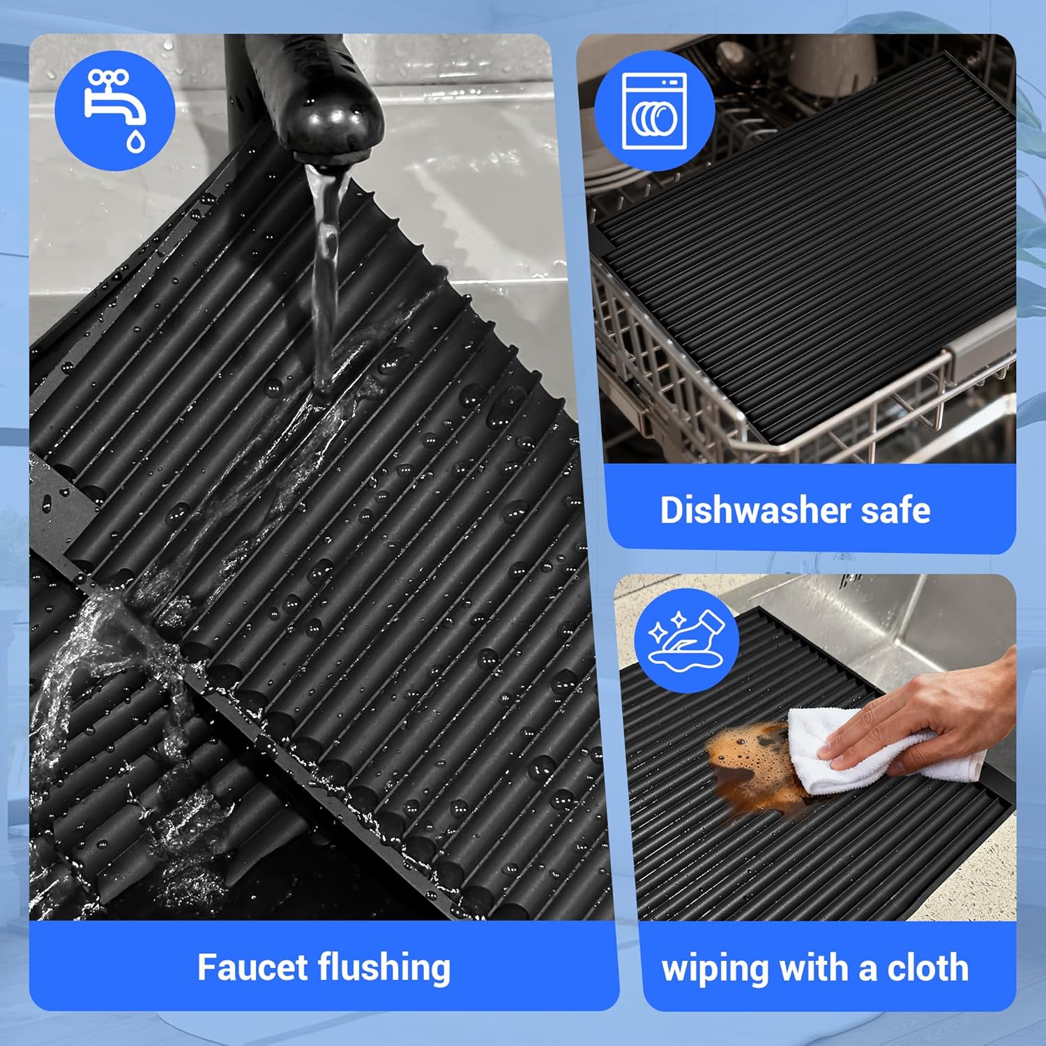 Dish Drying Rack, Stainless Steel Expandable in Sink & Countertop, Space Saving with Silicone Mat and Drying Rack for Kitchen, Rv, Commercial Use