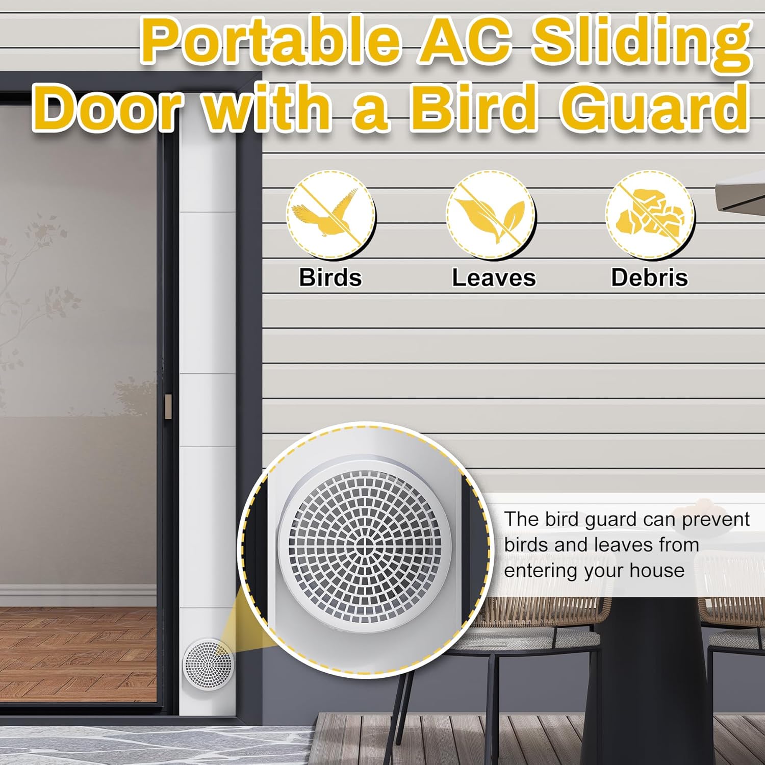 Portable Air Conditioner Sliding Door Kit,6 Pack Portable AC Door Vent Kit,Adjustable Max Length 90 Inches Door Vent Kit,Sliding Window Seal Kit,Fits 5" Air Conditioner Exhaust Hose