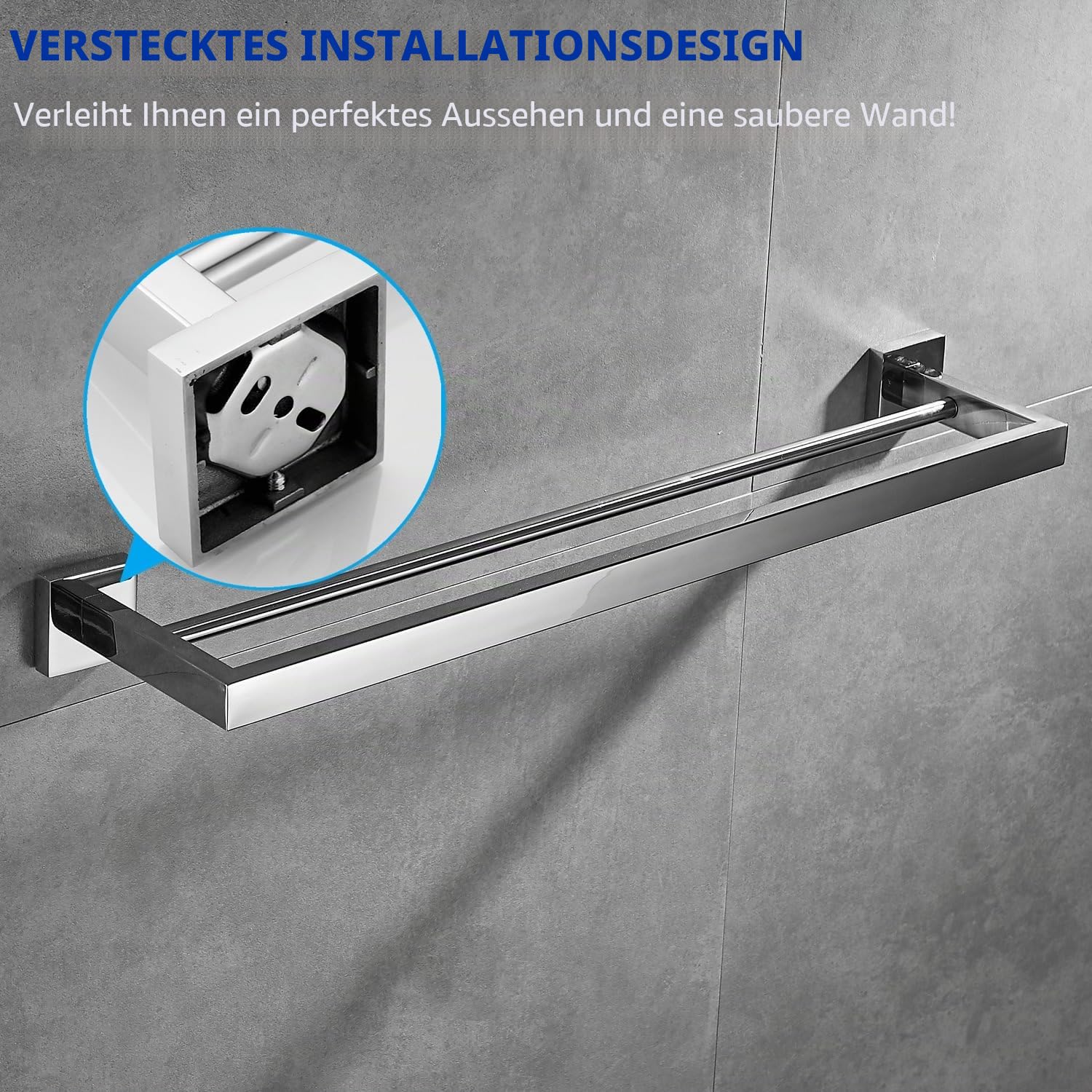 Handtuchstange Doppelt, 60 cm Badezimmer Handtuchhalter aus Edelstahl, Chrom