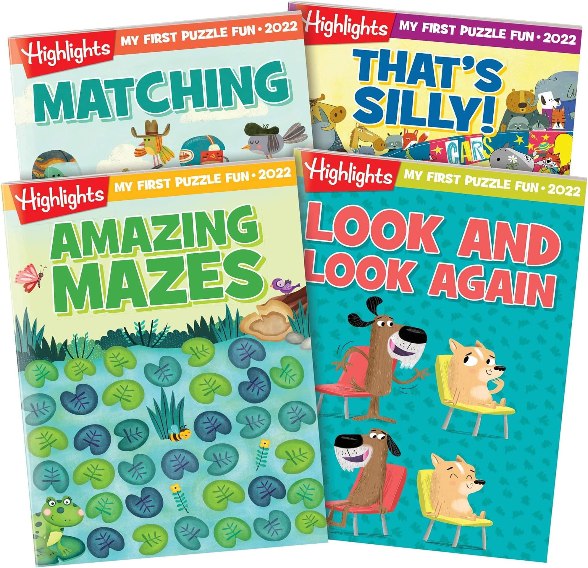 Highlights My First Puzzle Fun 2022 Puzzle Books for Kids Ages 3-6, 4-Book Set of Matching, Mazes, Spot-The-Differences, and More Travel-Friendly Screen Free Brain-Boosting Activities