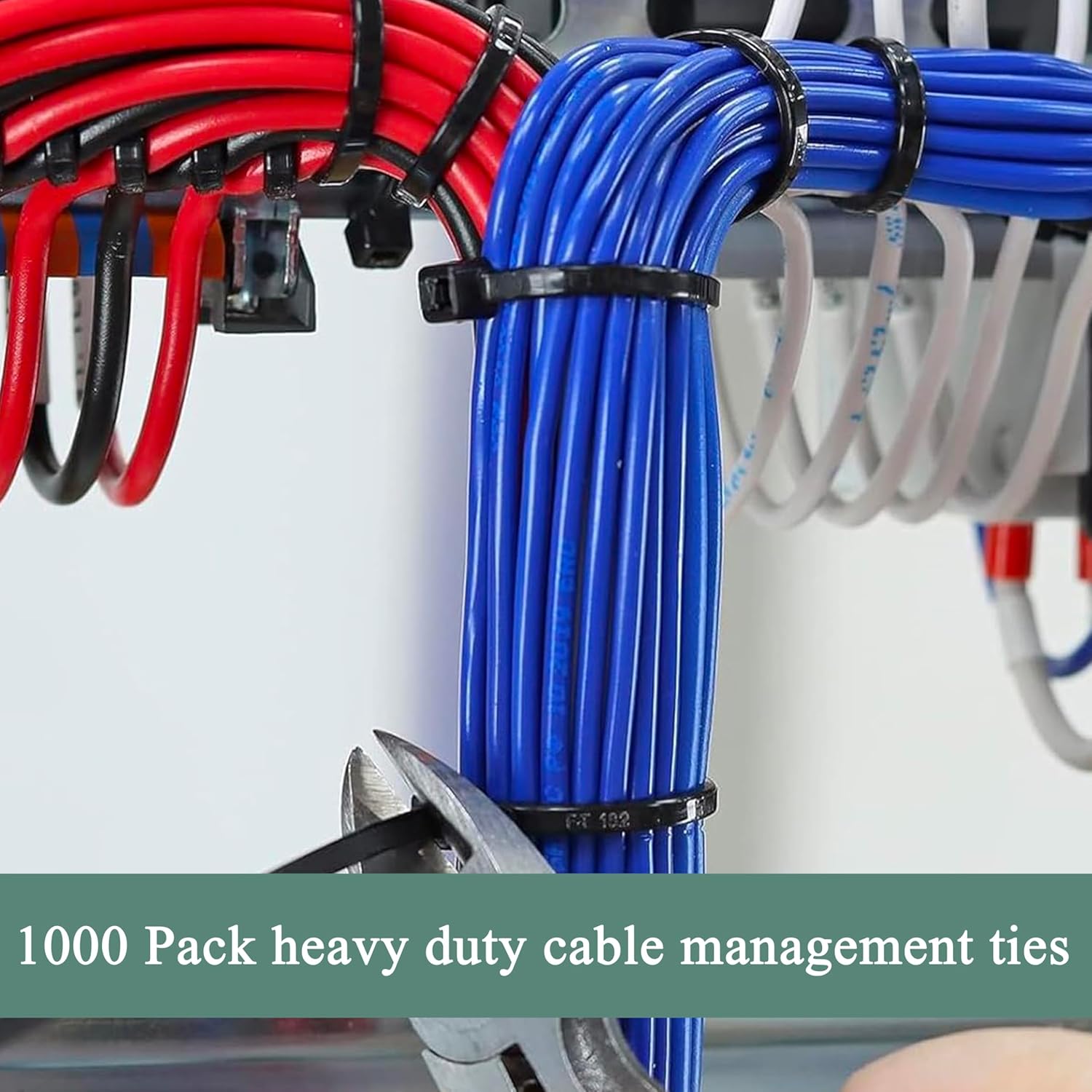 Cable Ties, 1000 PCS Electrical Cable Ties, 6 Inch Self-Locking Nylon Cable Zip Ties, Heavy Duty Cable Management Ties (1000, White)