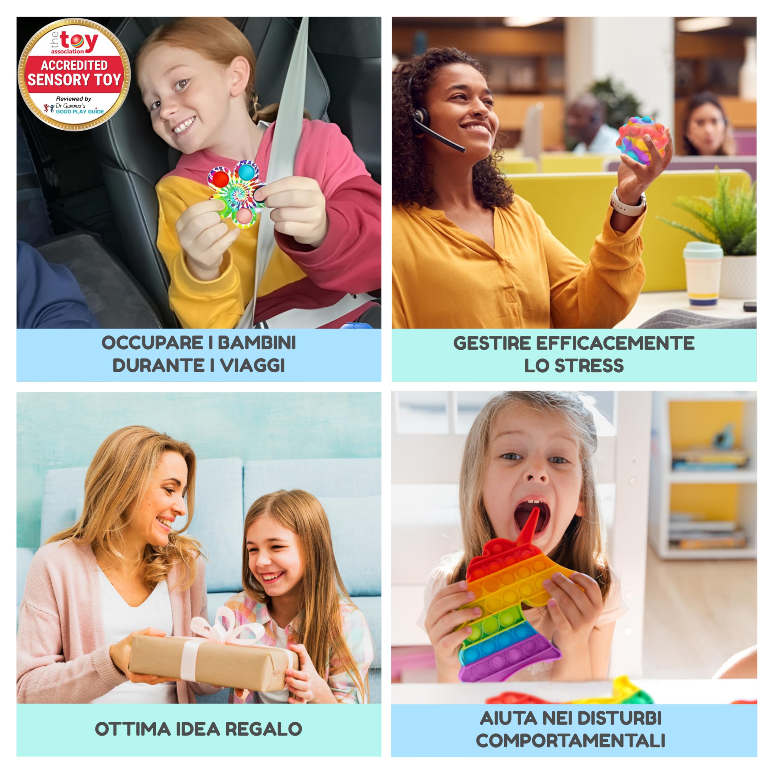French Way Fidget Toys – Giocattoli Antistress per Adulti e Bambini – Giochi Sensoriali da Scrivania per Alleviare lo Stress e l'Ansia – Box Ideale come Regali di Feste, Gadget Compleanno e Premi