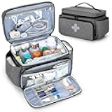 CURMIO Small Medicine Storage Bag Empty, Family First Aid Box, Pill Bottle Organizer for Emergency Medical Supplies, Gray (Bag Only, Patent Pending)