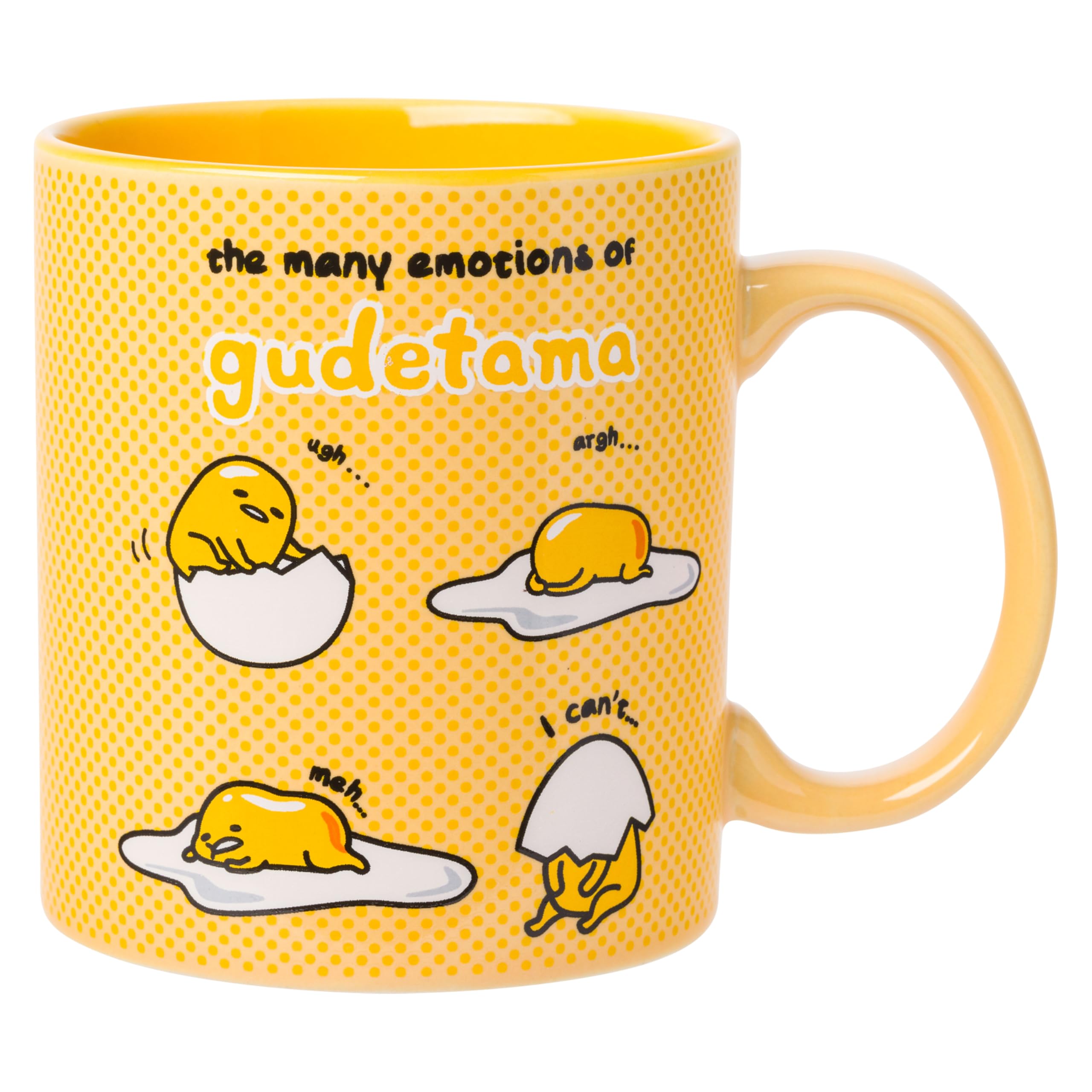 Sanrio The Many Emotions of Gudetama Lazy Egg Ceramic Mug, 20 Ounces